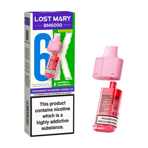 Lost Mary: BM6000 Refill Strawberry Raspberry Cherry Ice 20mg
