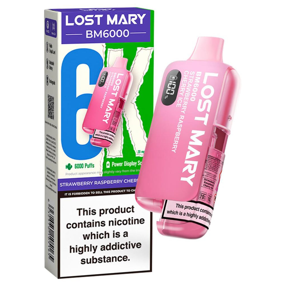 Lost Mary: BM6000 Strawberry Raspberry Cherry Ice 20mg